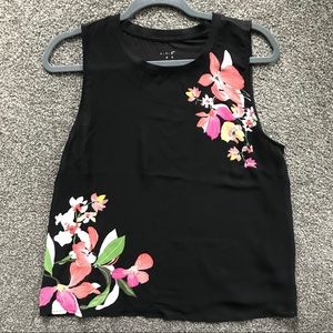 Sheer black with floral tank by A New Day